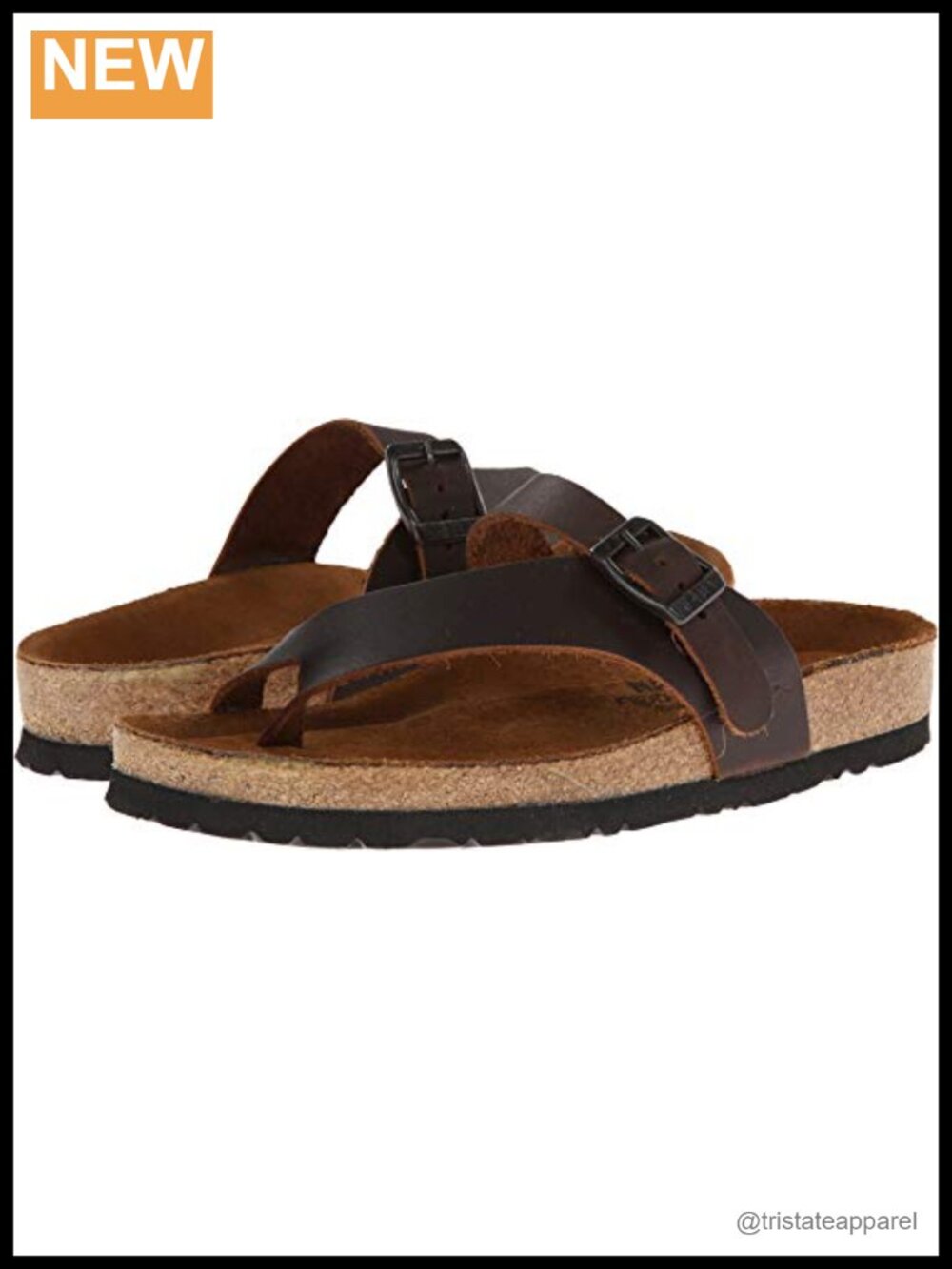 NAOT Tahoe Toe Ring Slide Sandal Leather Cork Footbed Buckle